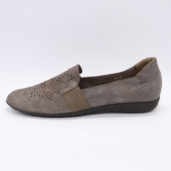 Sesto Meucci Womens Sz 10 Gray Taupe Slip On Suede Shoes Beale Made in Italy - Picture 7 of 11